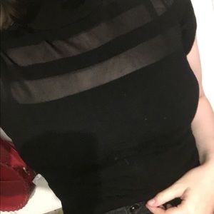 INC black sheer striped top